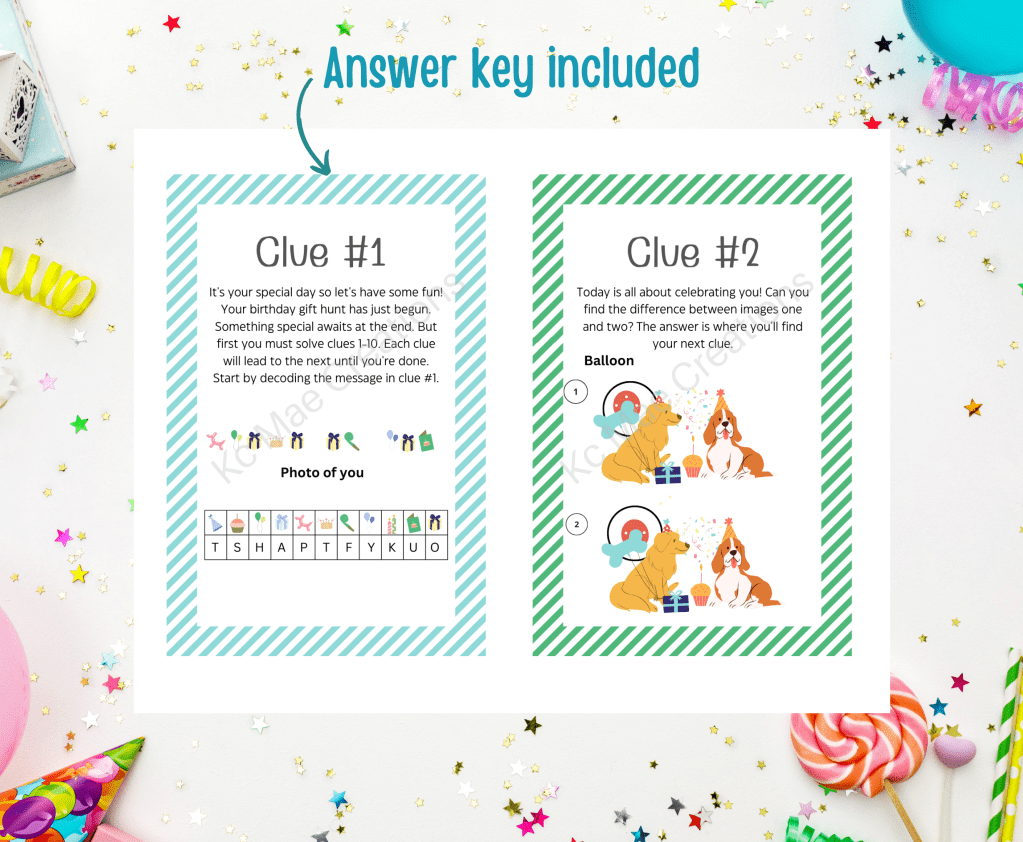 Answer key for clue #1 and clue #2