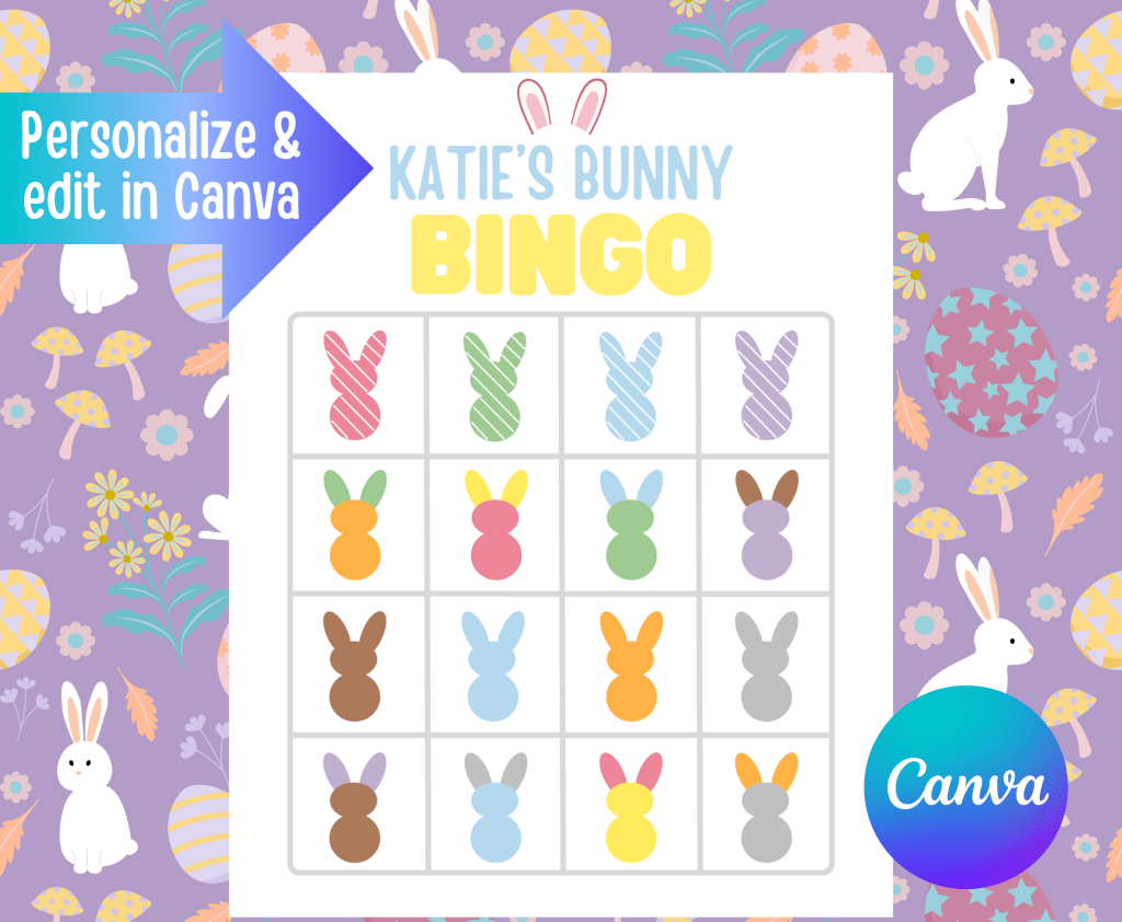 personalize and edit bunny bingo in canva