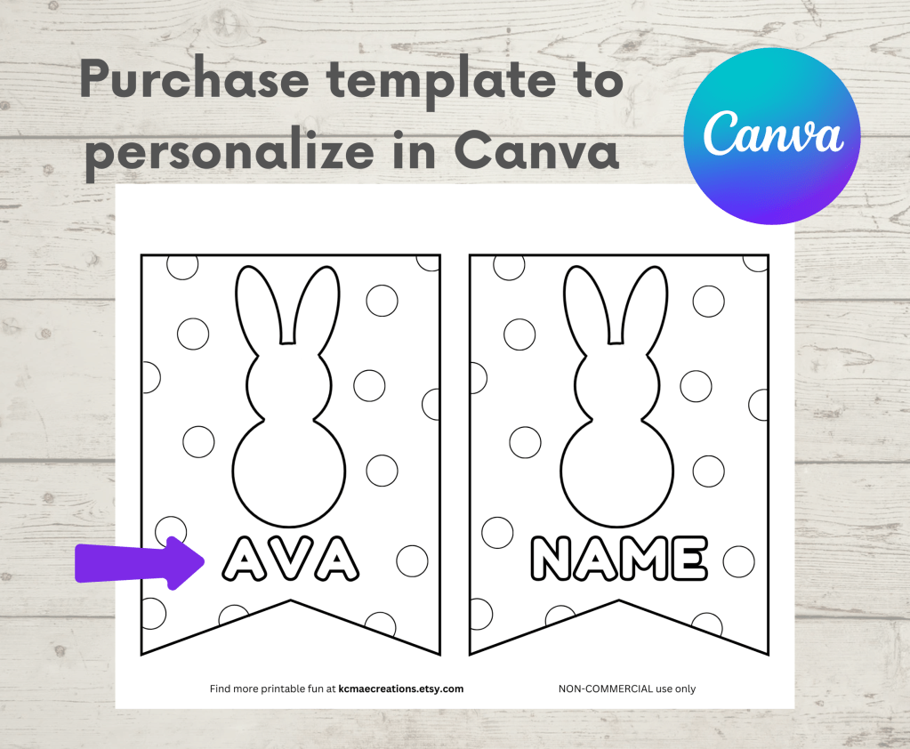 purchase template to personalize flags with a name in Canva